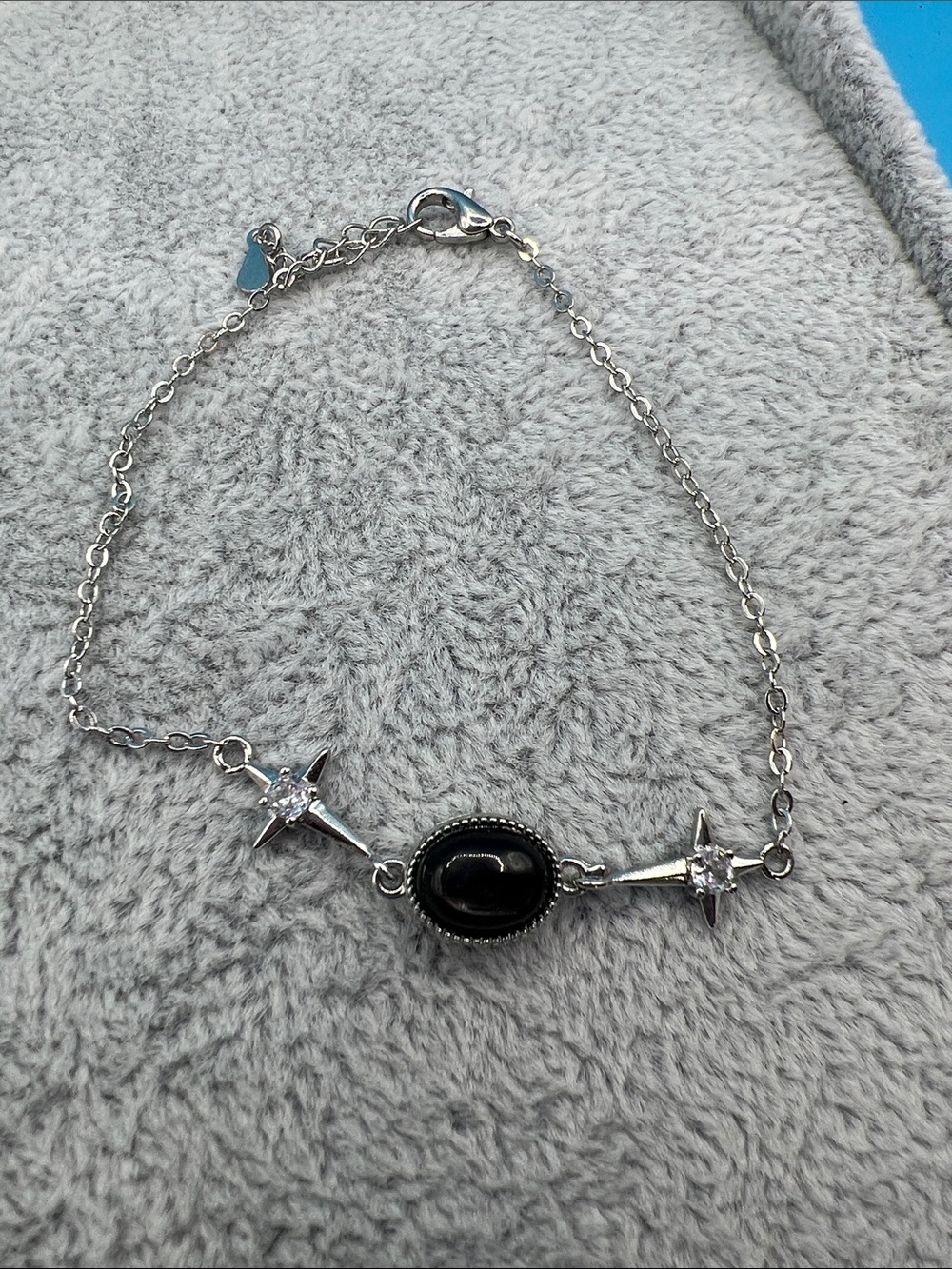 Stainless Steel Hyperstene Star Accent Bracelet